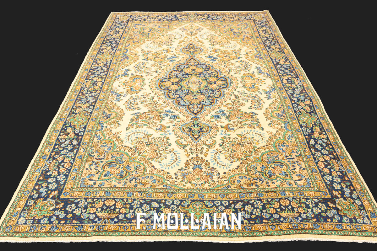 Antique Kerman Rug Beige Field Color n°:68383944